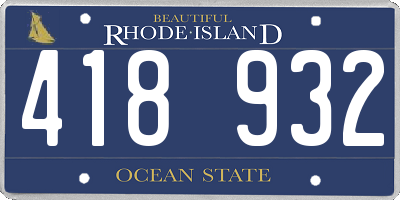 RI license plate 418932