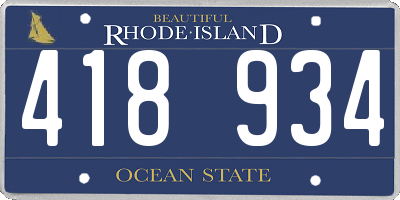 RI license plate 418934