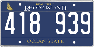 RI license plate 418939