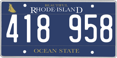 RI license plate 418958