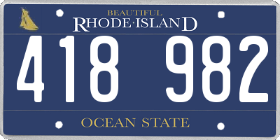 RI license plate 418982