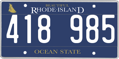 RI license plate 418985