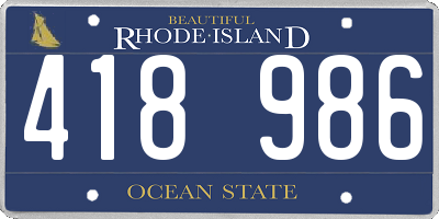RI license plate 418986