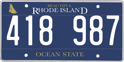 RI license plate 418987