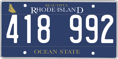 RI license plate 418992