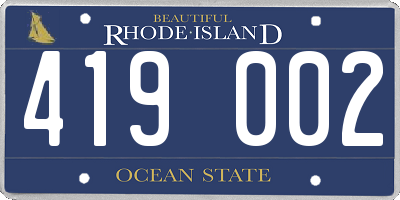 RI license plate 419002