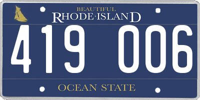 RI license plate 419006