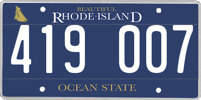 RI license plate 419007