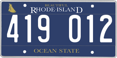RI license plate 419012
