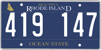 RI license plate 419147