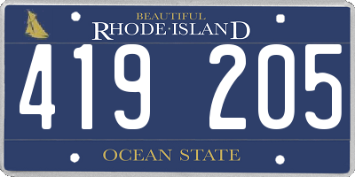 RI license plate 419205