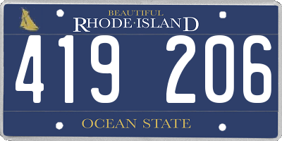 RI license plate 419206