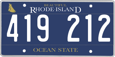 RI license plate 419212