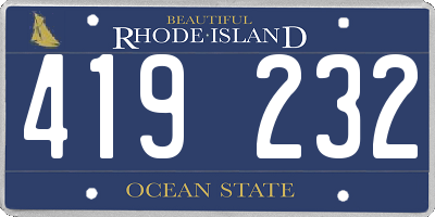 RI license plate 419232