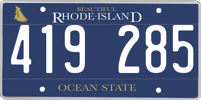 RI license plate 419285