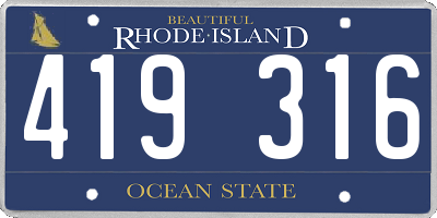 RI license plate 419316