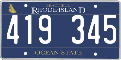 RI license plate 419345