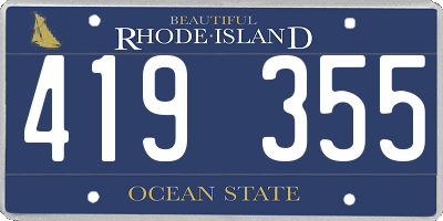RI license plate 419355