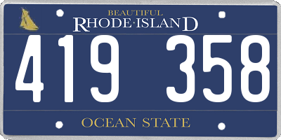 RI license plate 419358