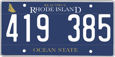 RI license plate 419385