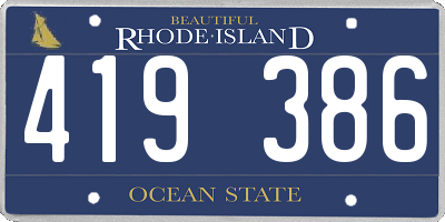 RI license plate 419386