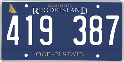 RI license plate 419387