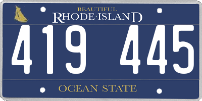 RI license plate 419445
