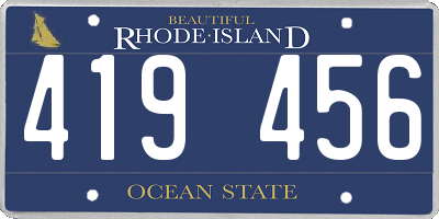 RI license plate 419456