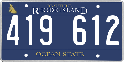 RI license plate 419612
