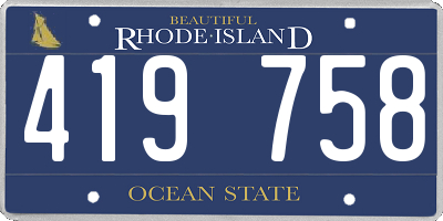 RI license plate 419758