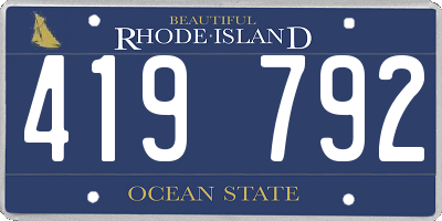 RI license plate 419792