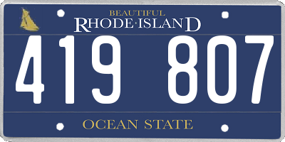 RI license plate 419807