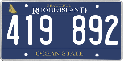 RI license plate 419892