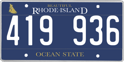RI license plate 419936