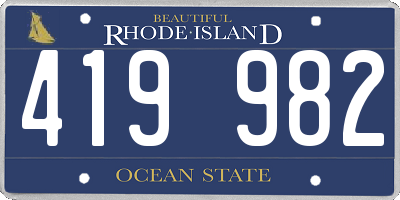 RI license plate 419982