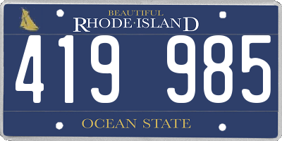 RI license plate 419985