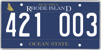 RI license plate 421003