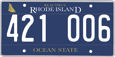 RI license plate 421006