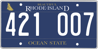 RI license plate 421007