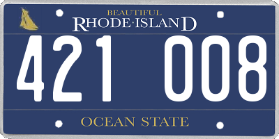 RI license plate 421008