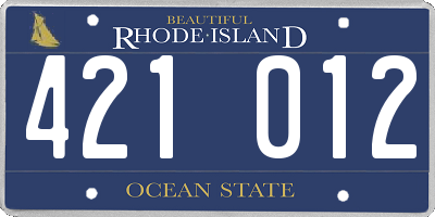 RI license plate 421012