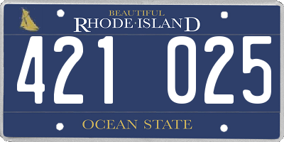 RI license plate 421025
