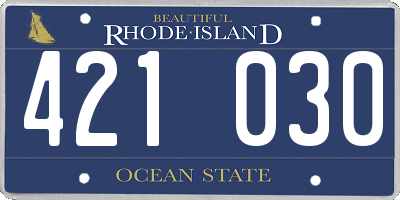 RI license plate 421030