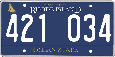 RI license plate 421034