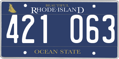 RI license plate 421063