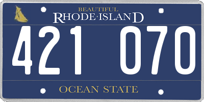 RI license plate 421070
