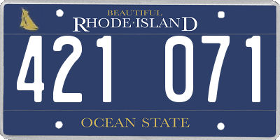 RI license plate 421071