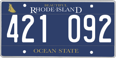 RI license plate 421092