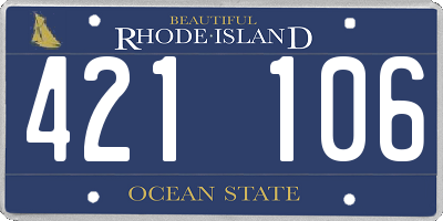 RI license plate 421106