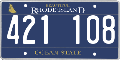RI license plate 421108